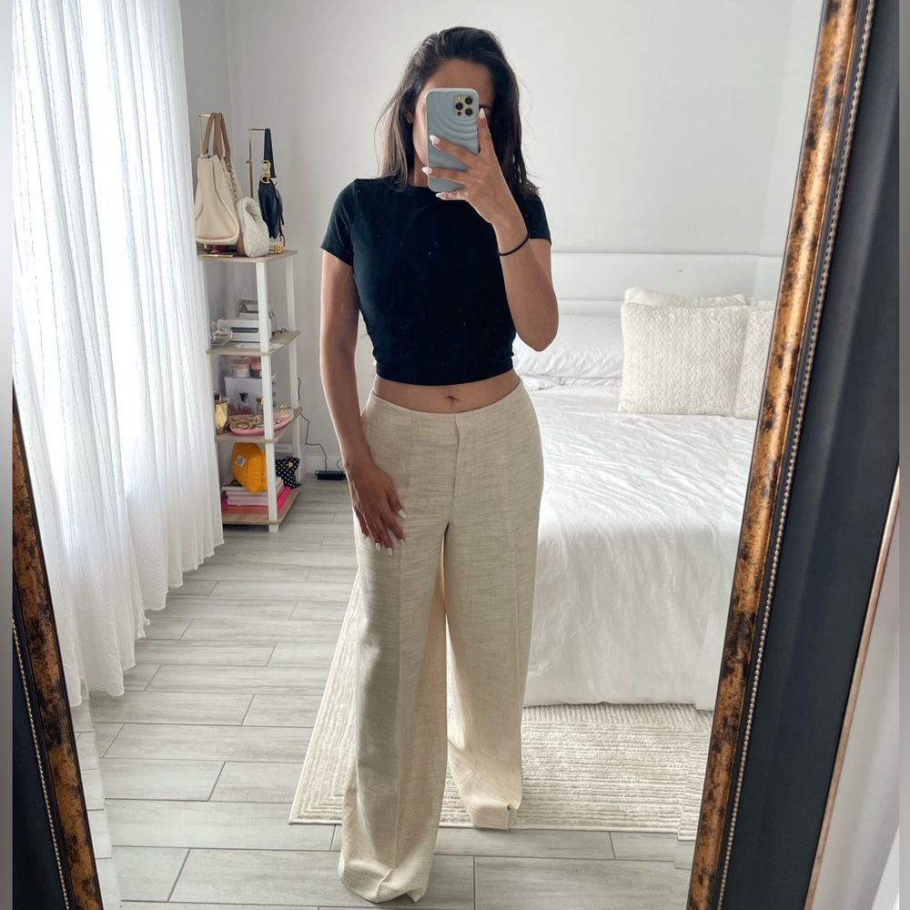 ZARA Cream Wide-Leg Pants